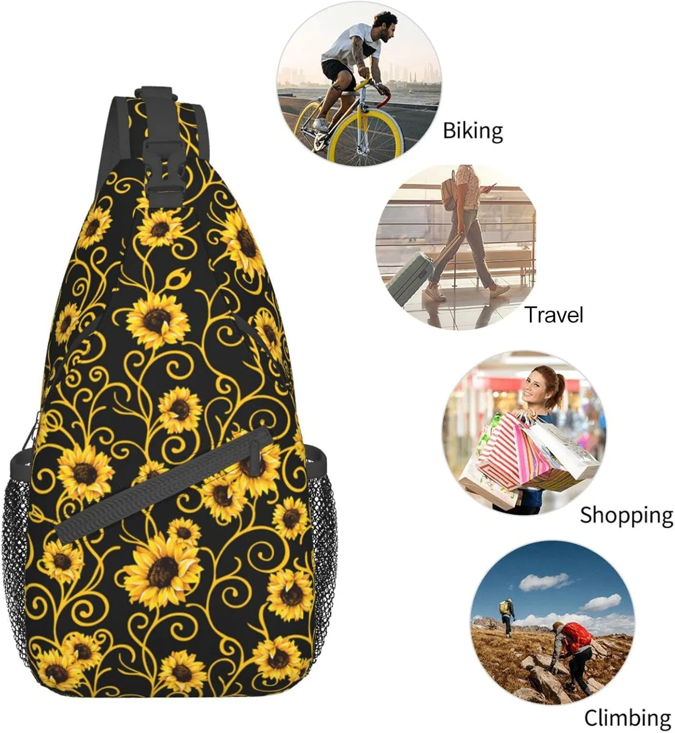 Sunflower Sling Bag Travel Sunflower Crossbody Bag Chest Daypack Hiking Shoulder Bag For Men Women