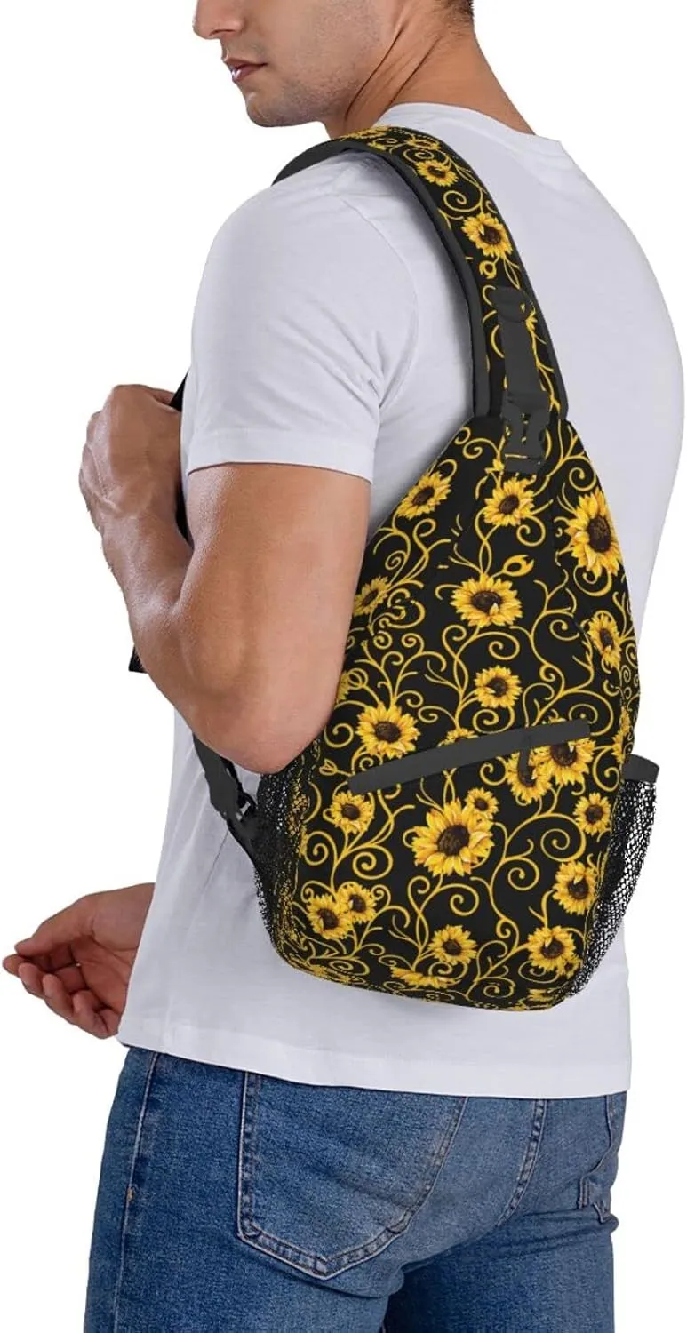 Sunflower Sling Bag Travel Sunflower Crossbody Bag Chest Daypack Hiking Shoulder Bag For Men Women