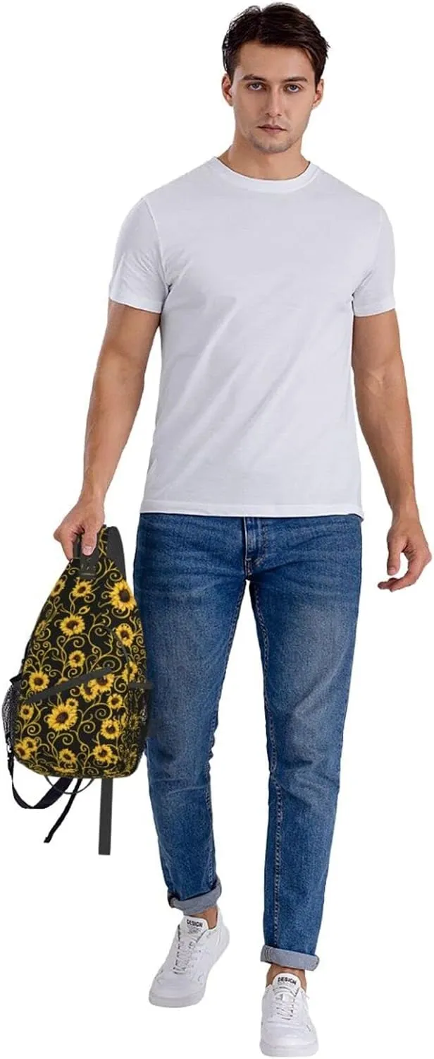 Sunflower Sling Bag Travel Sunflower Crossbody Bag Chest Daypack Hiking Shoulder Bag For Men Women