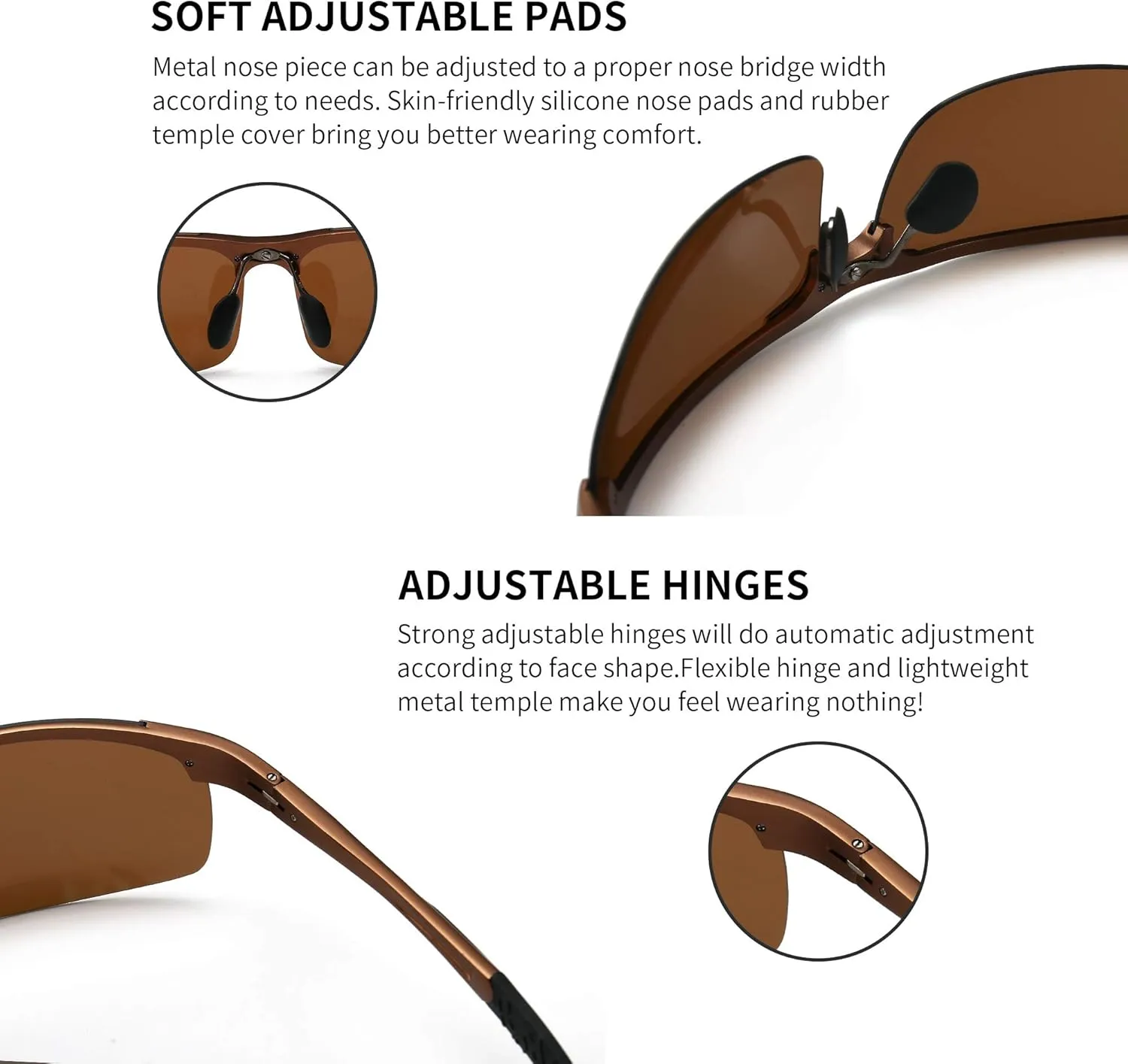 SUNGAIT Men's Polarized Sunglasses for Driving Fishing Golf Metal Frame UV400