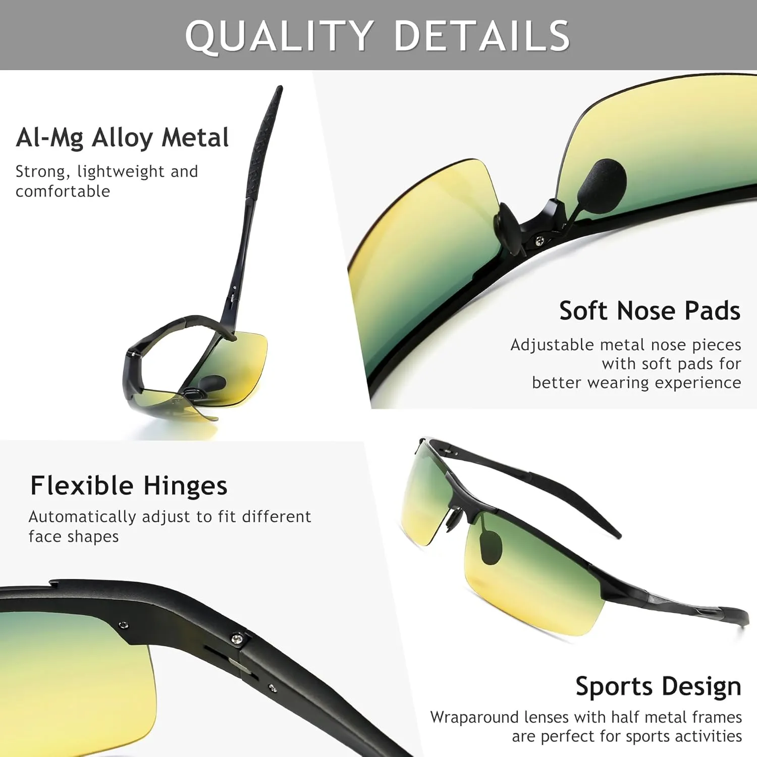 SUNGAIT Men's Polarized Sunglasses for Driving Fishing Golf Metal Frame UV400