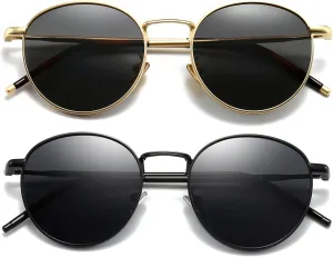SUNGAIT Ponderable Metal Round Sunglasses for Men Women Classic Vintage Polarized Circle Sun Glasses
