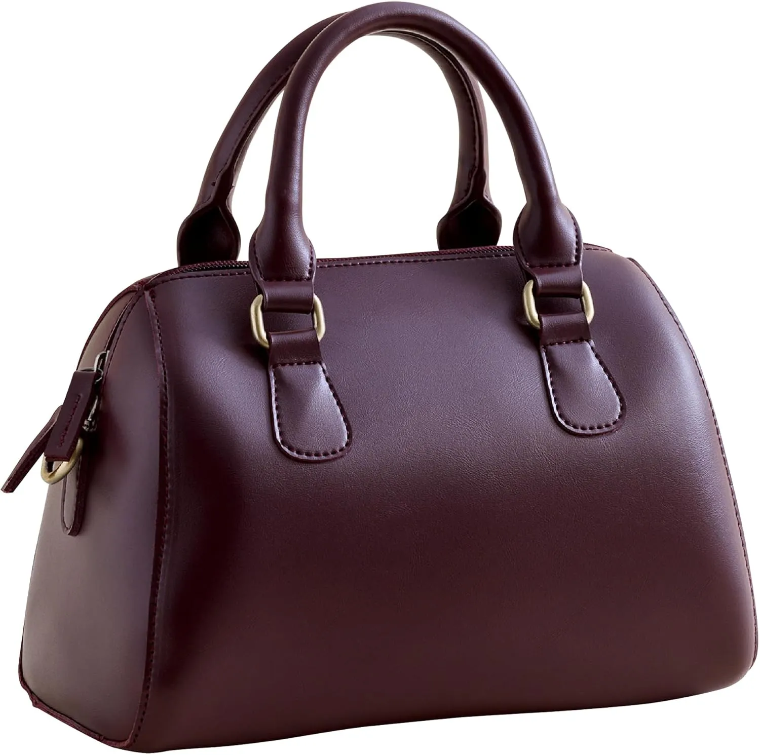 SUNLIGHT LEAVES Vegan Leather Boston Bag For Women Vintage Top Handle Satchel Retro Purse Classic Simple Shoulder Handbag