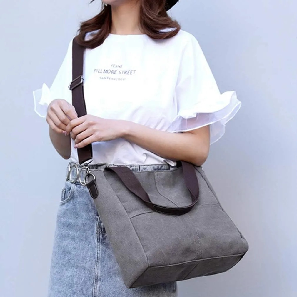 Sunshinejing Women's Small Canvas Tote Bag Shoulder Crossbody Bags Work Purses Travel Satchel