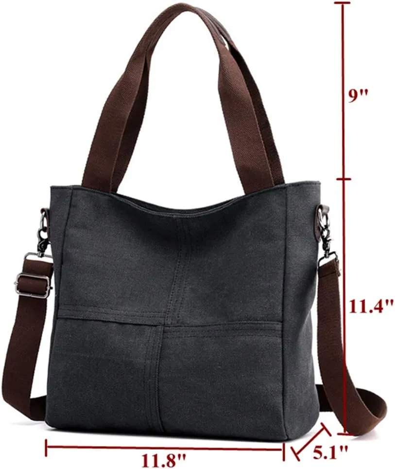 Sunshinejing Women's Small Canvas Tote Bag Shoulder Crossbody Bags Work Purses Travel Satchel