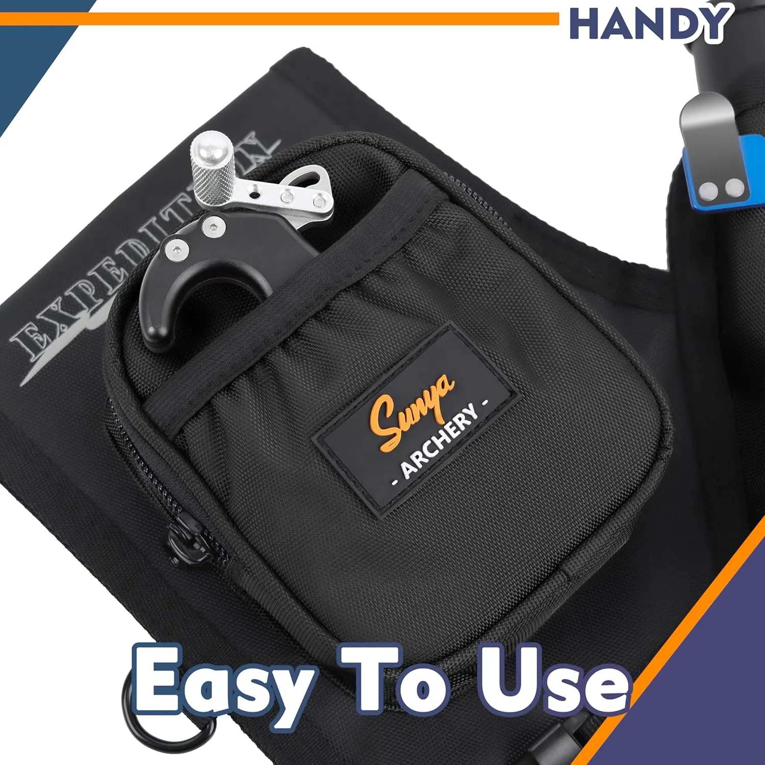 SUNYA Archery Hip Quiver for Arrows. Includes 3 Tubes Arrow Holder, Accessories Pockets and Waist Belt. Fit for Compound and Recurve Bow Practice.