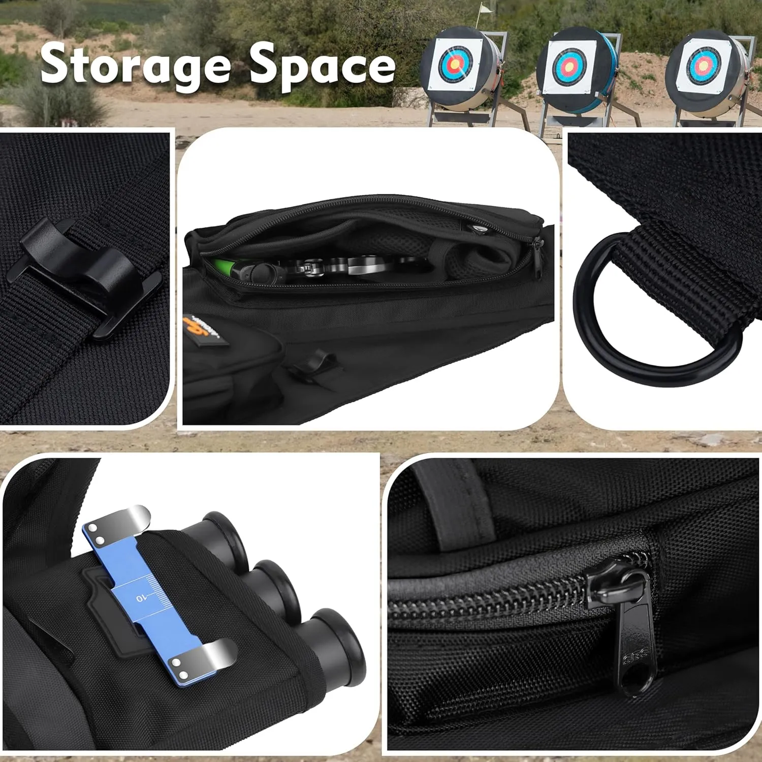 SUNYA Archery Hip Quiver for Arrows. Includes 3 Tubes Arrow Holder, Accessories Pockets and Waist Belt. Fit for Compound and Recurve Bow Practice.