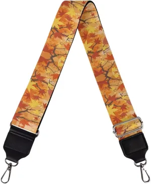 Suobstales Maple Leaf Print Shoulder Strap Fall Soft Wide Purse Bag Strap Thanksgiving Adjustable Replacement Belt Autumn Decoration Luggage Crossbody Shoulder Bag Strap for Women Girls, Pack of 1
