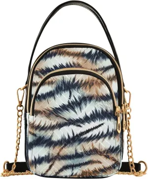 susiyo Exotic Burshed Animal Skin Small Crossbody Bags Shoulder Bag for Women Multi Zipper Stylish Ladies Messenger Bags Phone Purse Handbag Wallet