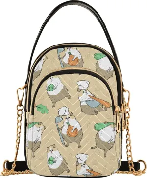 susiyo Funny Guinea Pigs Small Crossbody Bags Shoulder Bag for Women Multi Zipper Stylish Ladies Messenger Bags Phone Purse Handbag Wallet