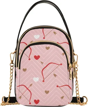 susiyo Hearts Bows and Arrows Small Crossbody Bags Shoulder Bag for Women Multi Zipper Stylish Ladies Messenger Bags Phone Purse Handbag Wallet