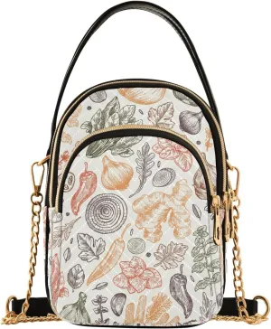 susiyo Herbs and Spices Small Crossbody Bags Shoulder Bag for Women Multi Zipper Stylish Ladies Messenger Bags Phone Purse Handbag Wallet