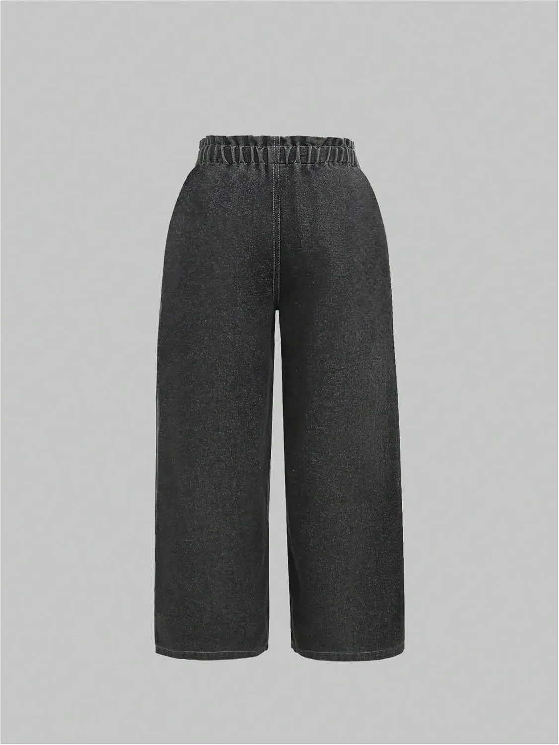 SweatyRocks Girl's Casual Elastic High Waist Wide Leg Jeans Button Front Pockets Denim Pants