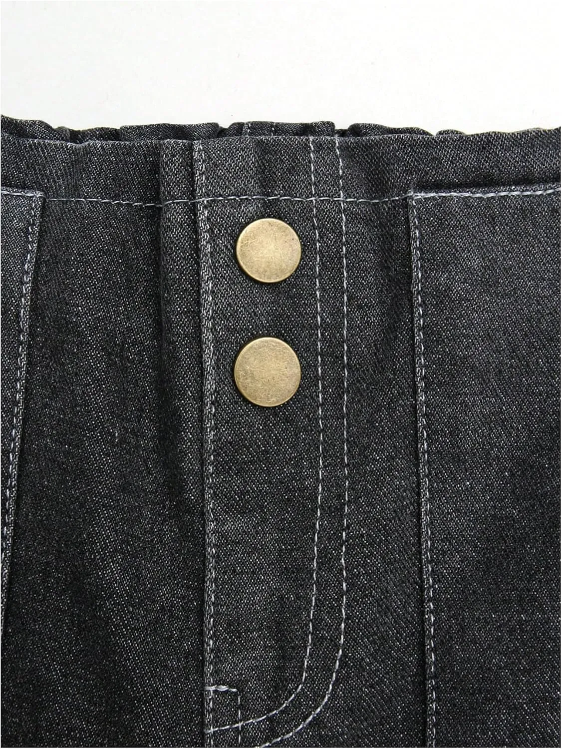 SweatyRocks Girl's Casual Elastic High Waist Wide Leg Jeans Button Front Pockets Denim Pants