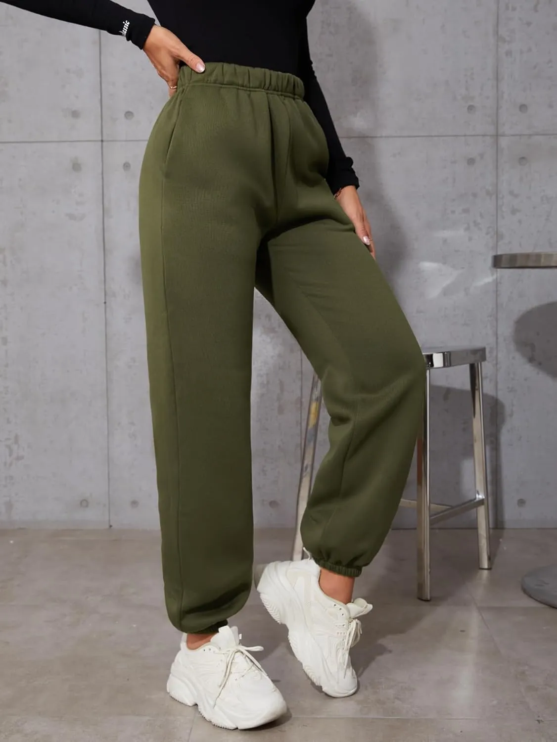 SweatyRocks Women's Elastic High Waist Sweatpants Workout Pocket Jogger Pants