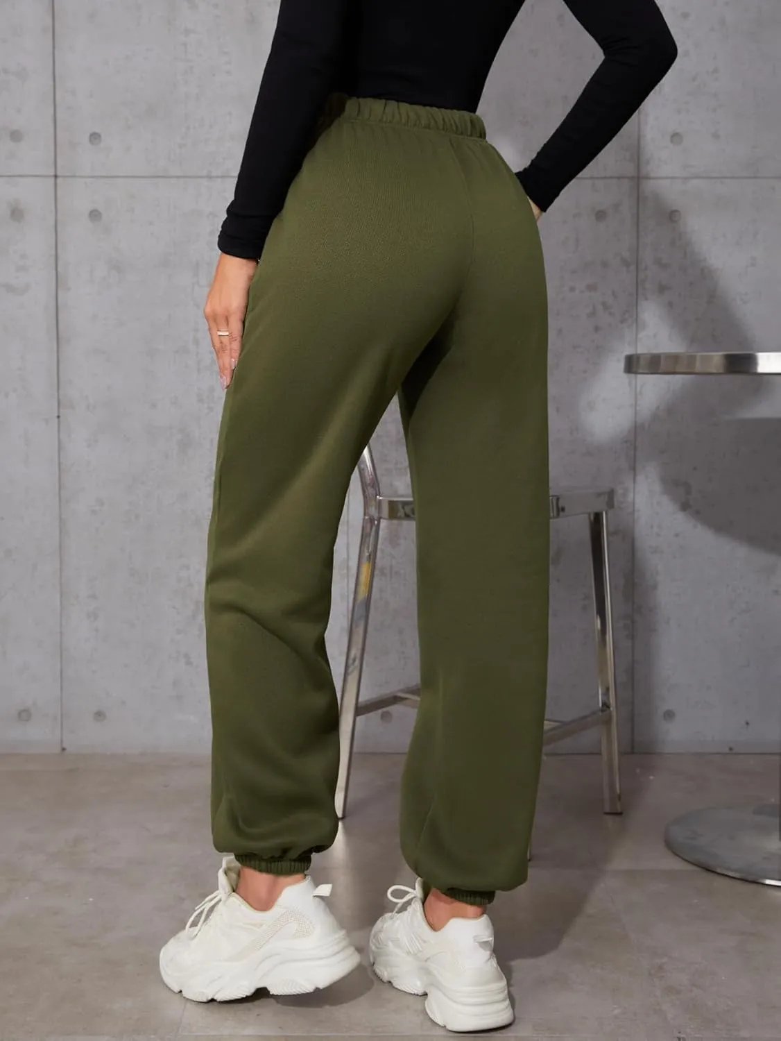 SweatyRocks Women's Elastic High Waist Sweatpants Workout Pocket Jogger Pants