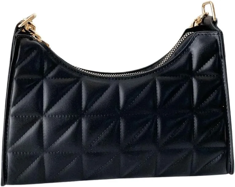 SweatyRocks Women's Geo Quilted Detail Handbag Small Shoulder Handbags Solid Clutch Purse Square Bags