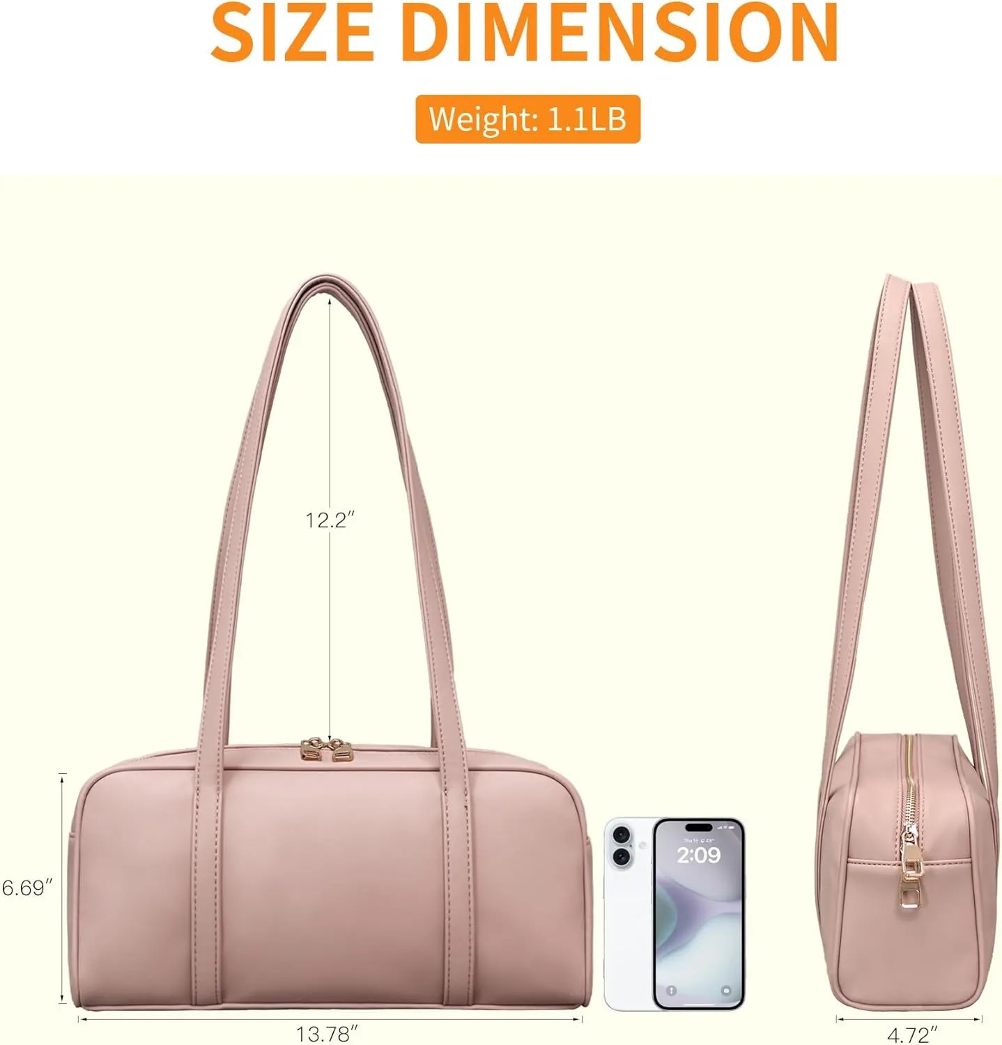 Swing Bag Shoulder Bags Purses for Women Vegan Leather Small Handbags with Zipper
