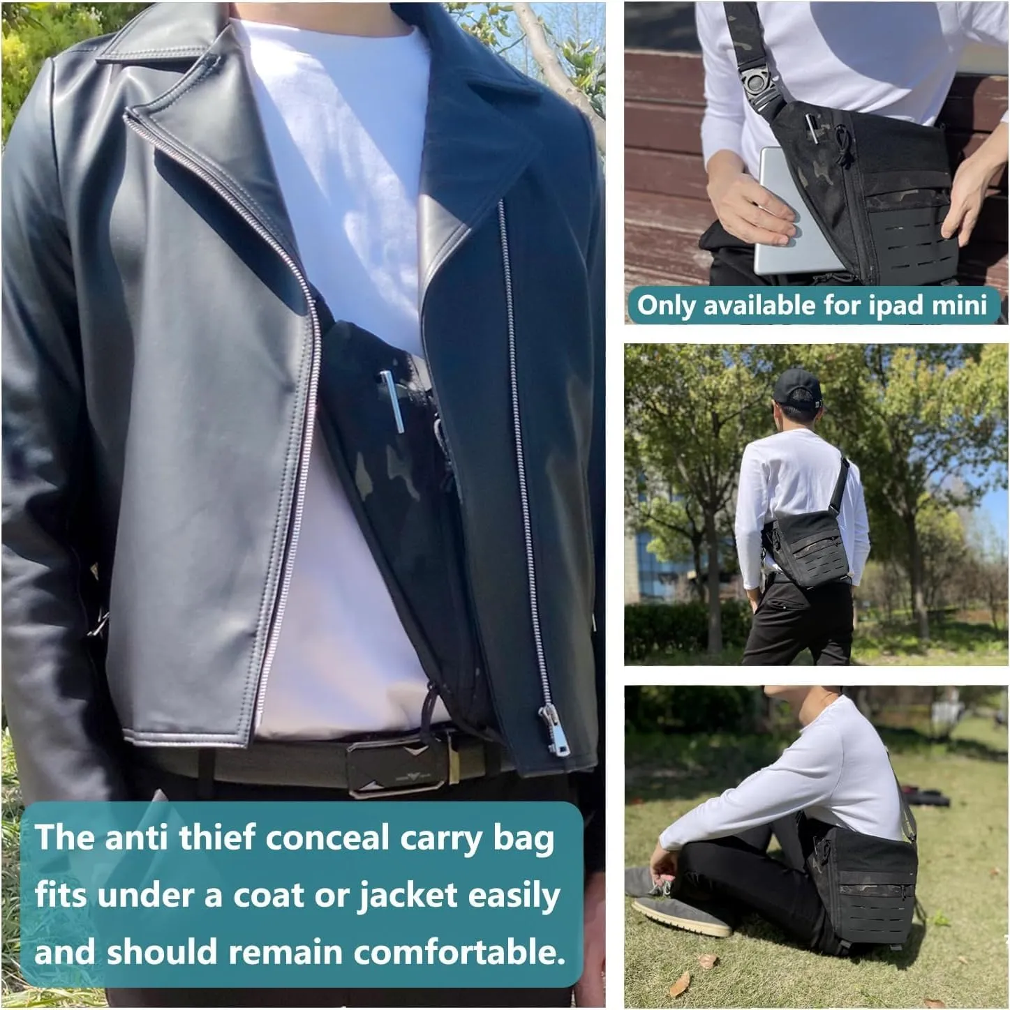 Tactical Crossbody Sling Bag for Men, Conceal Carry Gun Bag CCW Shoulder Chest Pack Valcen Personal Pocket Women
