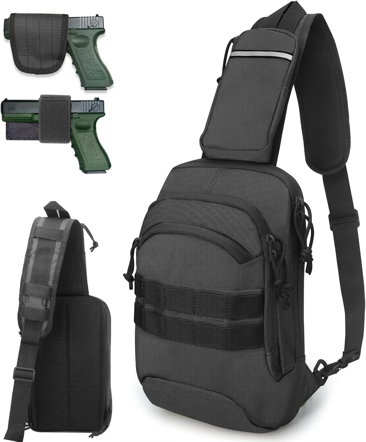 Tactical Sling Chest Bag EDC Shoulder Pack Universl Dual Holster CCW Compact Bags Concealed Carry Backpack