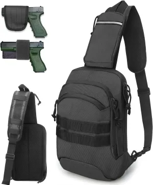 Tactical Sling Chest Bag EDC Shoulder Pack Universl Dual Holster CCW Compact Bags Concealed Carry Backpack