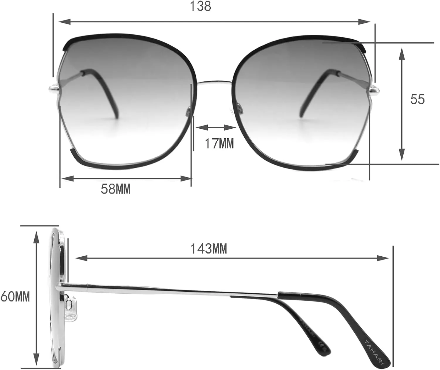 TAHARI Women's Square-Metal Butterfly Sunglasses