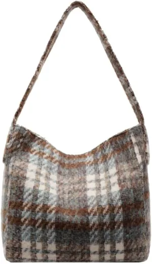 Tartan Plaid Purse Tote Bag for Women Slouchy Hobo Shoulder Bags Crossbody Purse Top-handle Tote Handbag