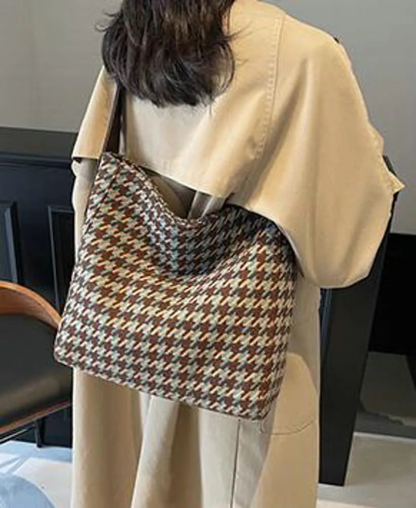 Tartan Plaid Purse Tote Bag for Women Slouchy Hobo Shoulder Bags Crossbody Purse Top-handle Tote Handbag