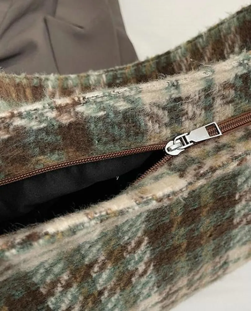 Tartan Plaid Purse Tote Bag for Women Slouchy Hobo Shoulder Bags Crossbody Purse Top-handle Tote Handbag