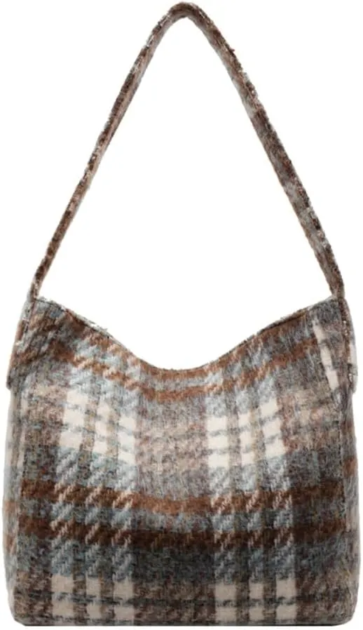 Tartan Plaid Purse Tote Bag for Women Slouchy Hobo Shoulder Bags Crossbody Purse Top-handle Tote Handbag