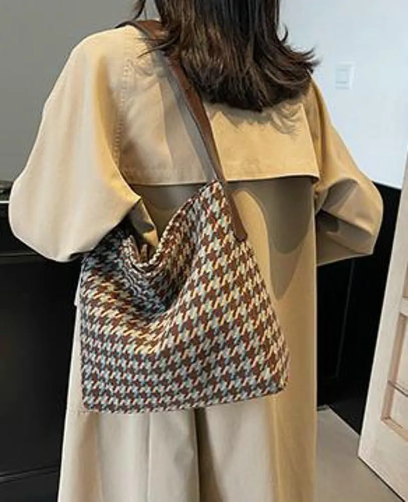 Tartan Plaid Purse Tote Bag for Women Slouchy Hobo Shoulder Bags Crossbody Purse Top-handle Tote Handbag
