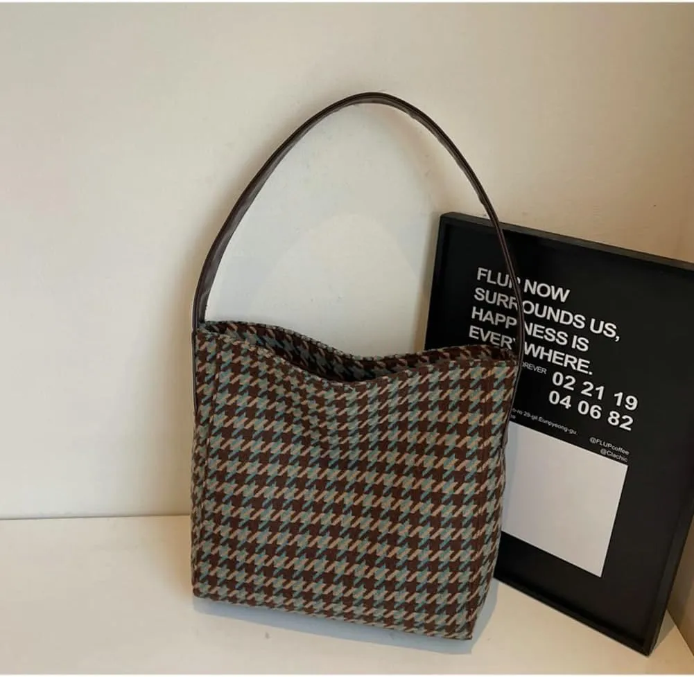 Tartan Plaid Purse Tote Bag for Women Slouchy Hobo Shoulder Bags Crossbody Purse Top-handle Tote Handbag