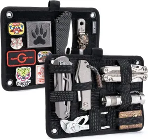TCM EDC Organizer Board, Backpack Anti-Slip Elastic Woven Board for Travel Gear, Elastic Grid Organizer for Electronics Accessories Travel Cables Chargers and More Black