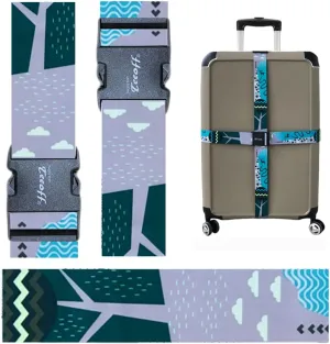 Teeoff Luggage Straps Suitcase Belts Travel Bag Accessories Adjustable 220CM (Geometric Deer - 2 Pack)