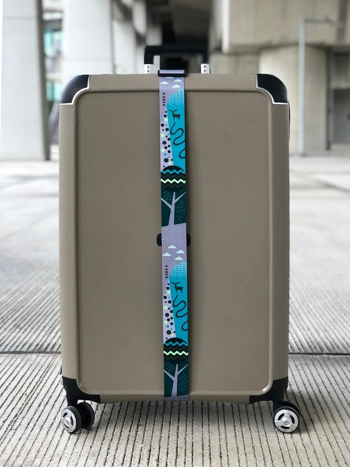 Teeoff Luggage Straps Suitcase Belts Travel Bag Accessories Adjustable 220CM (Geometric Deer - 2 Pack)