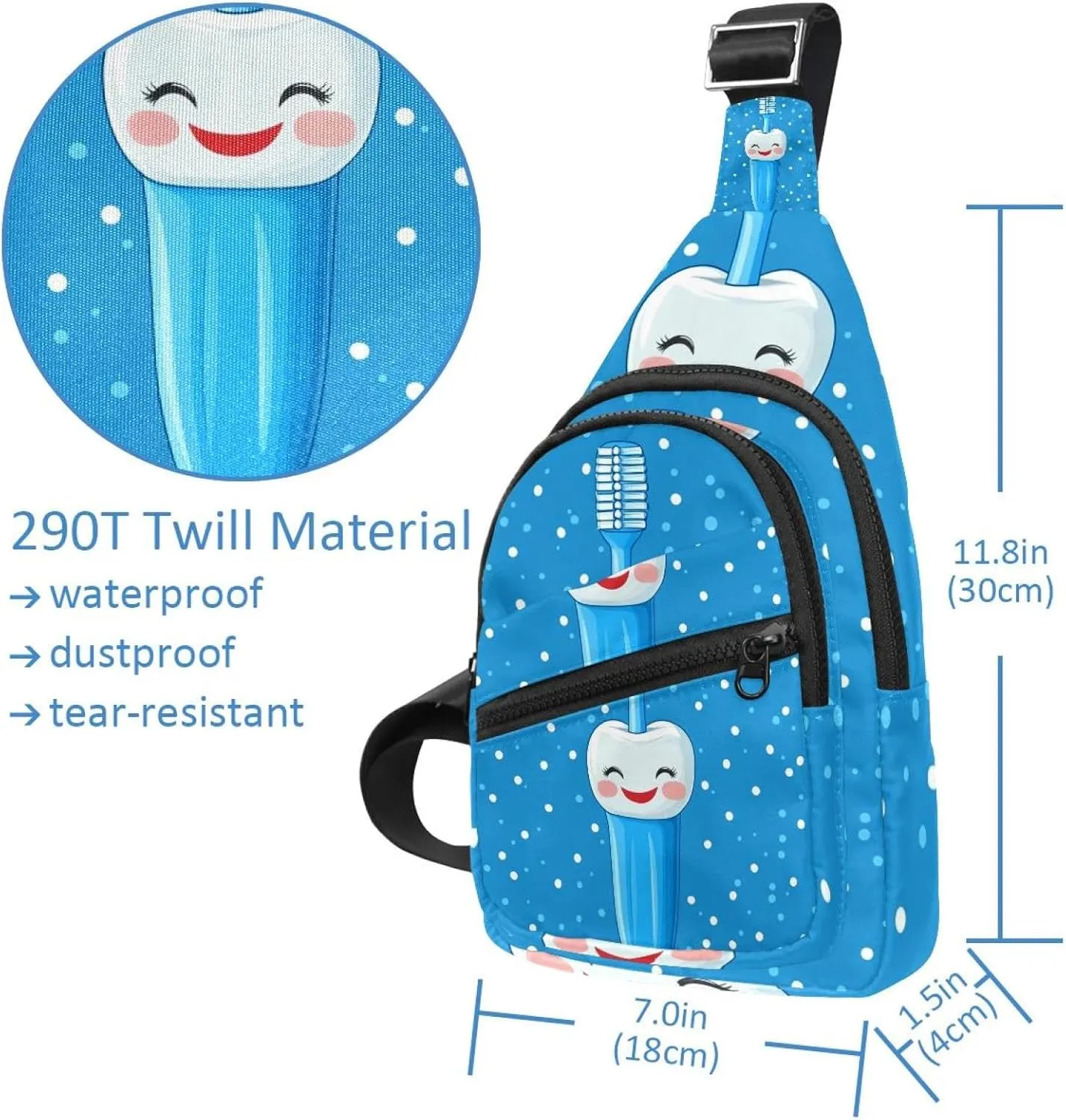 teeth toothpaste (2) Chest Bag Daypack Crossbody for Travel Sport Running Hiking