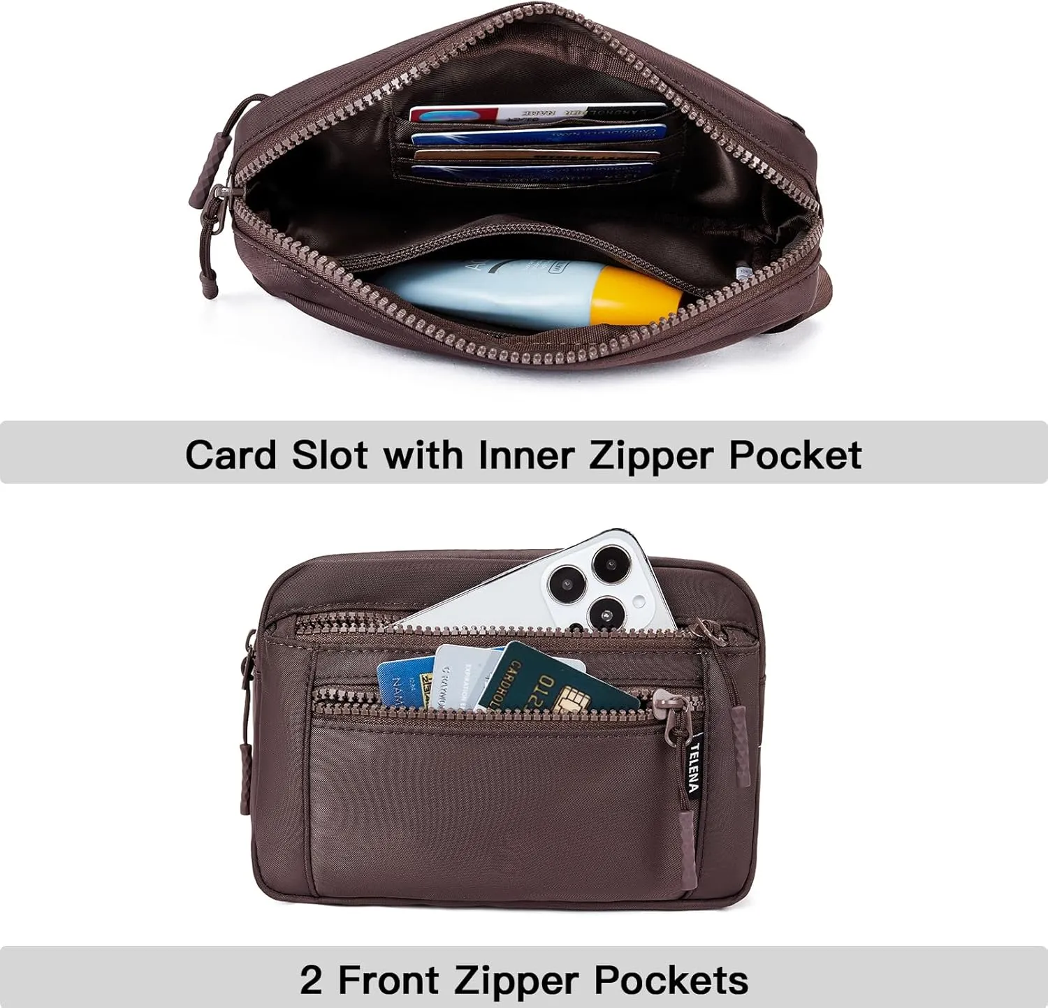 Telena Belt Bag for Women Fanny Pack Cross Body Bag Fashion Waist Pack with Adjustable Strap Coffee