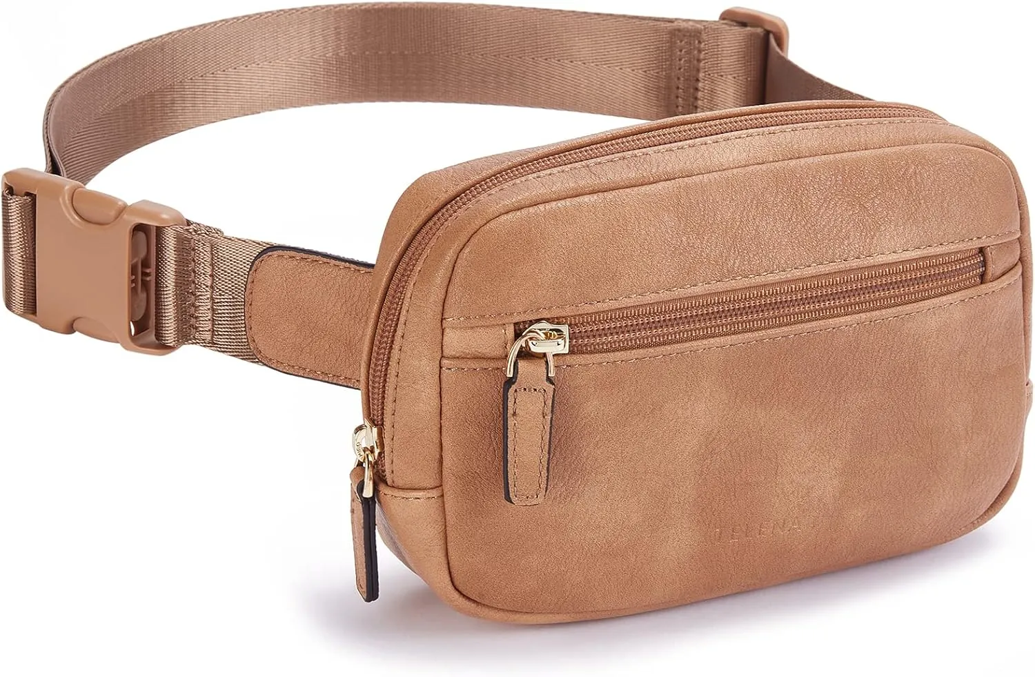 Telena Belt Bag for Women PU Leather Fanny Pack Crossbody Waist Bags with Adjustable Strap Camel Brown