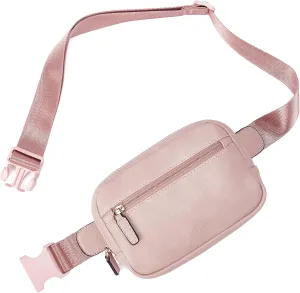 Telena Belt Bag for Women PU Leather Fanny Pack Crossbody Waist Bags with Adjustable Strap Dusty Pink