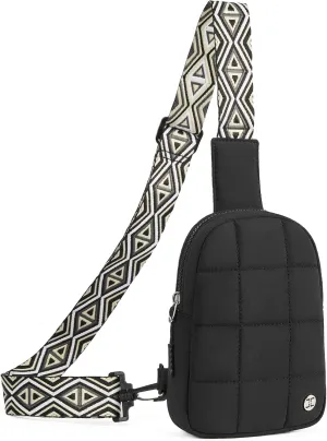 Telena Crossbody Bags for Women Quilted Puffer Cross Body Sling Bag Black