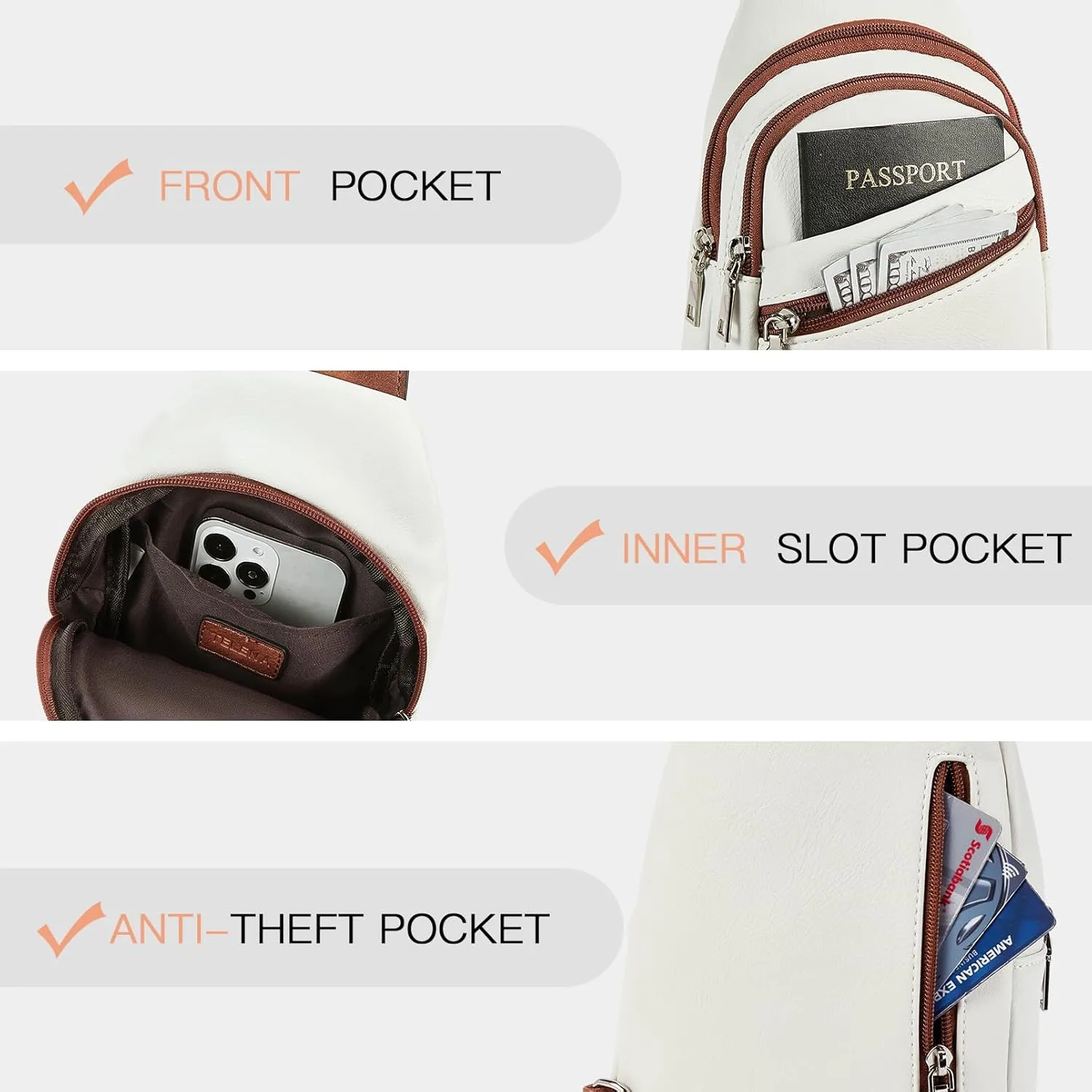 Telena Sling Bag for Women Crossbody Bags Purse for Women Vegan Leather Fanny Pack with Adjustable Strap