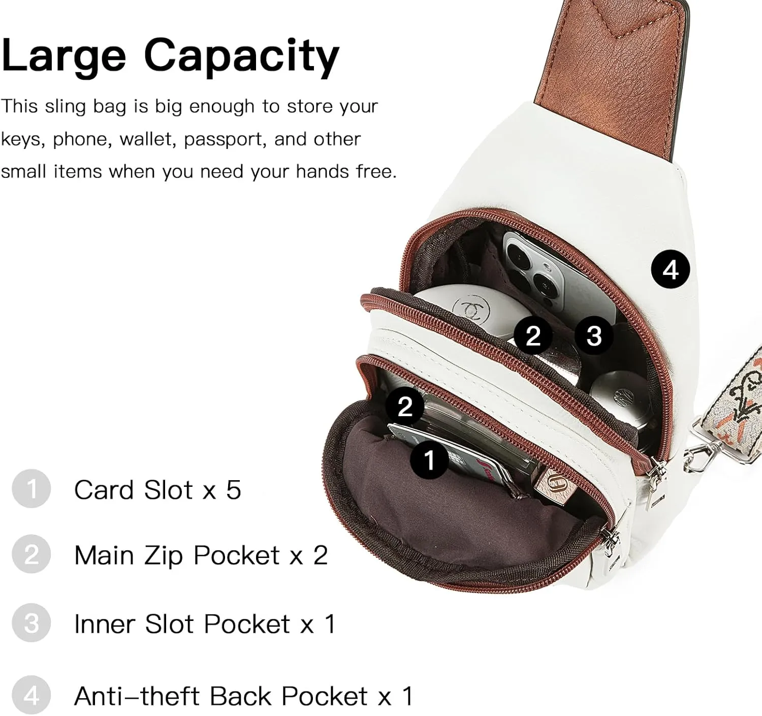 Telena Sling Bag for Women Crossbody Bags Purse for Women Vegan Leather Fanny Pack with Adjustable Strap