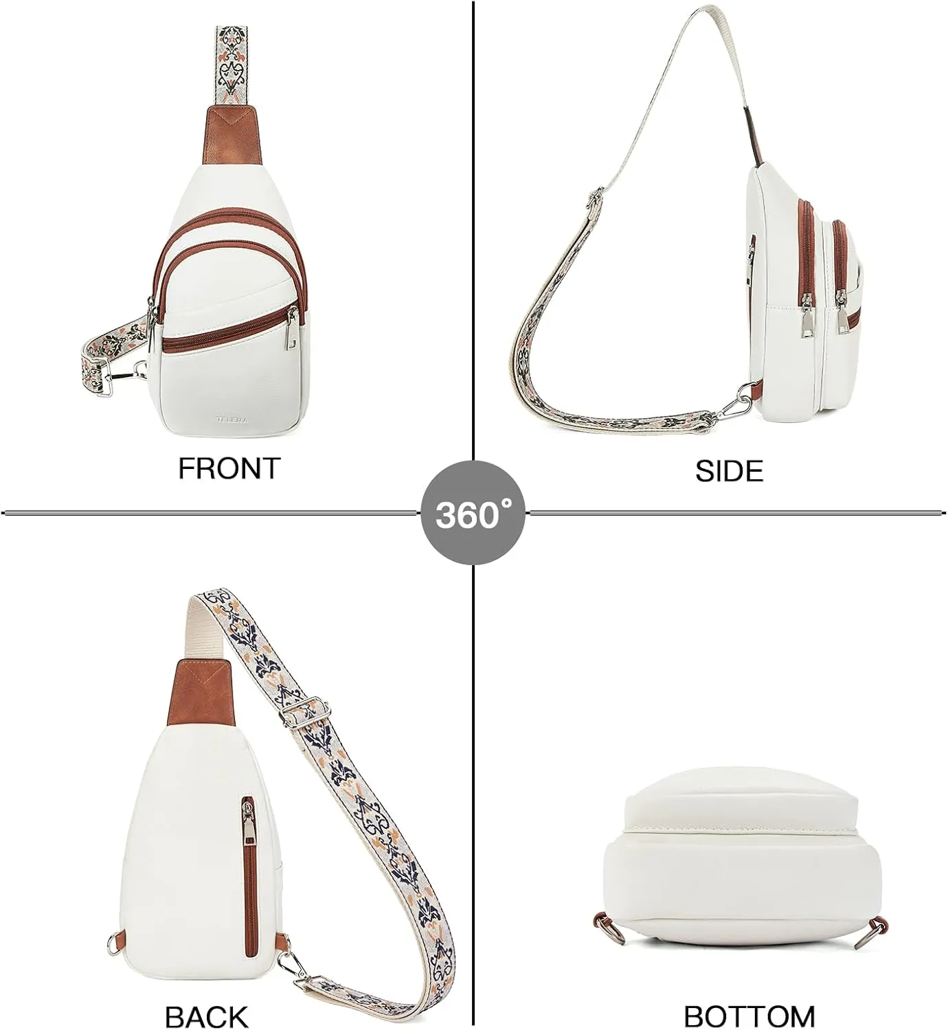 Telena Sling Bag for Women Crossbody Bags Purse for Women Vegan Leather Fanny Pack with Adjustable Strap