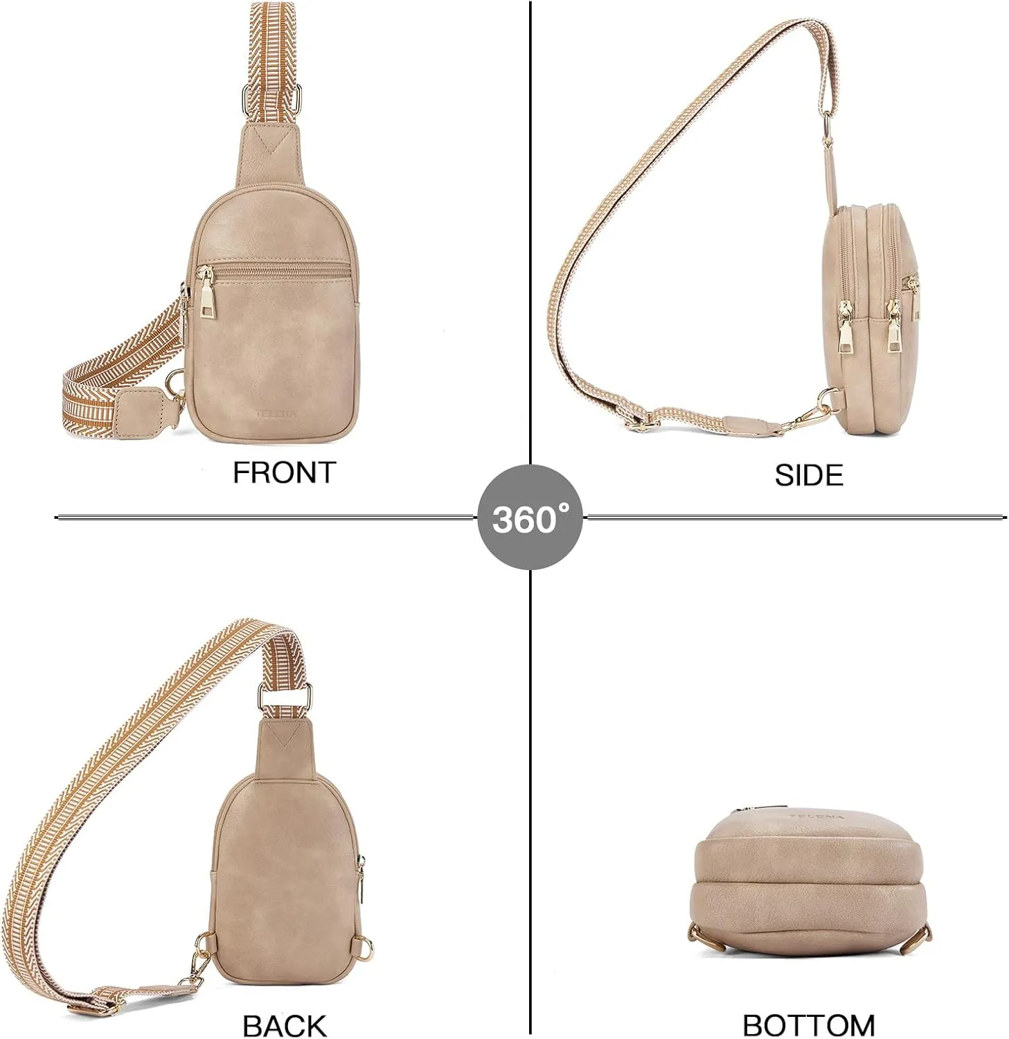 Telena Small Sling Bag for Women Vegan Leather Fashionable Fanny Pack Crossbody Bags for Women for Travel