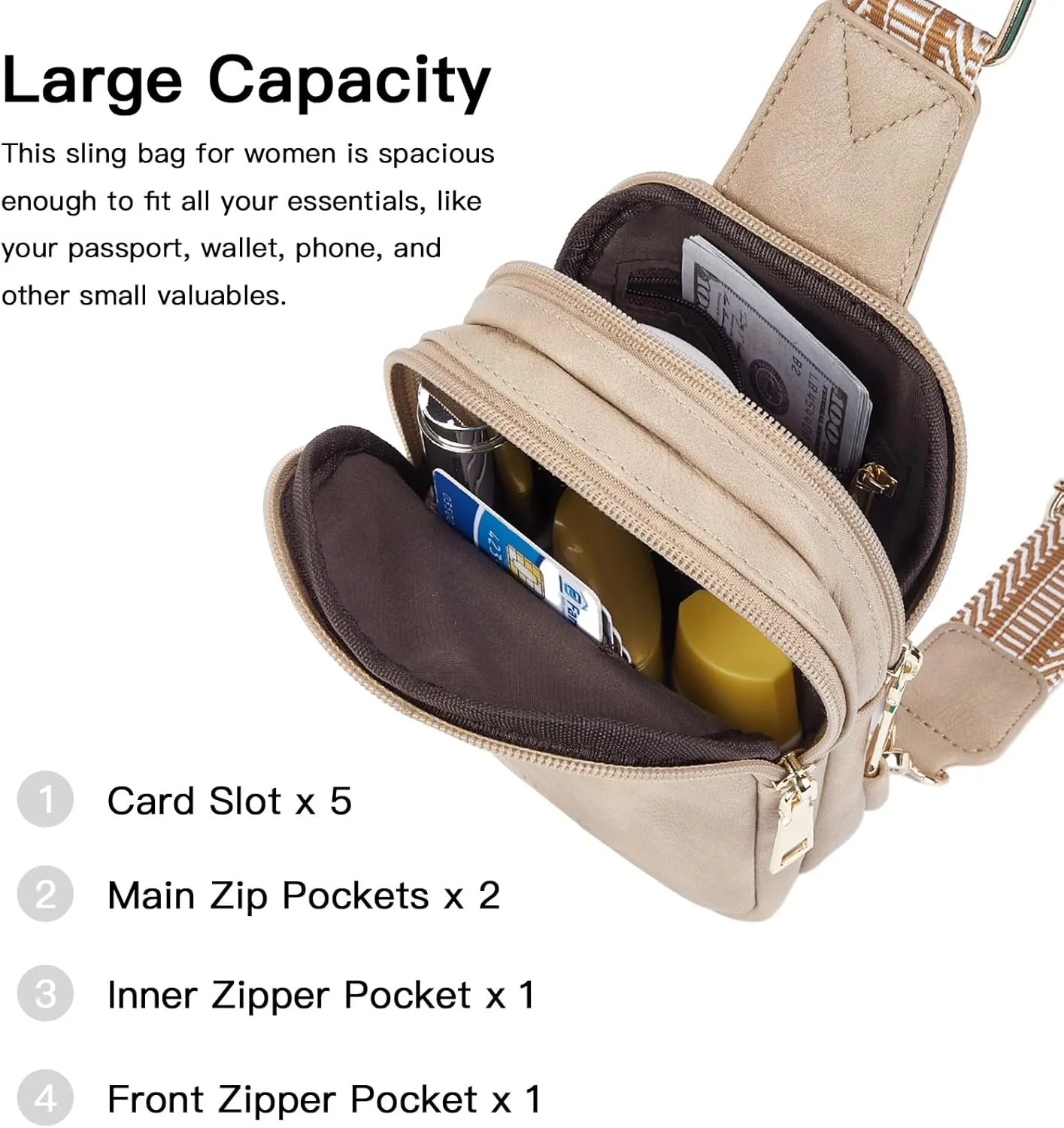 Telena Small Sling Bag for Women Vegan Leather Fashionable Fanny Pack Crossbody Bags for Women for Travel