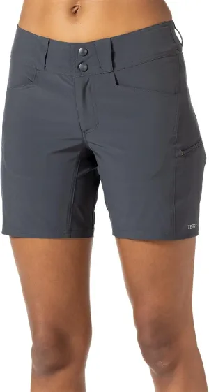Terry Bike Shorts Women, Metro 7 Inch Inseam MTB Urban Hiking Cycling Bottom, 2 Piece Set W/Unattached Padded Liner