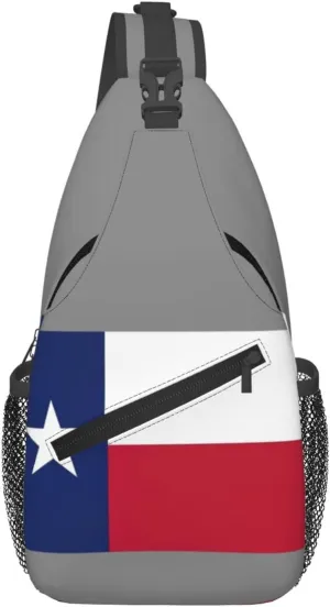 Texas State Flag Print Crossbody Sling Bag, Lightweight Shoulder Backpack Adjustable Outdoor Travel Cycling Bag