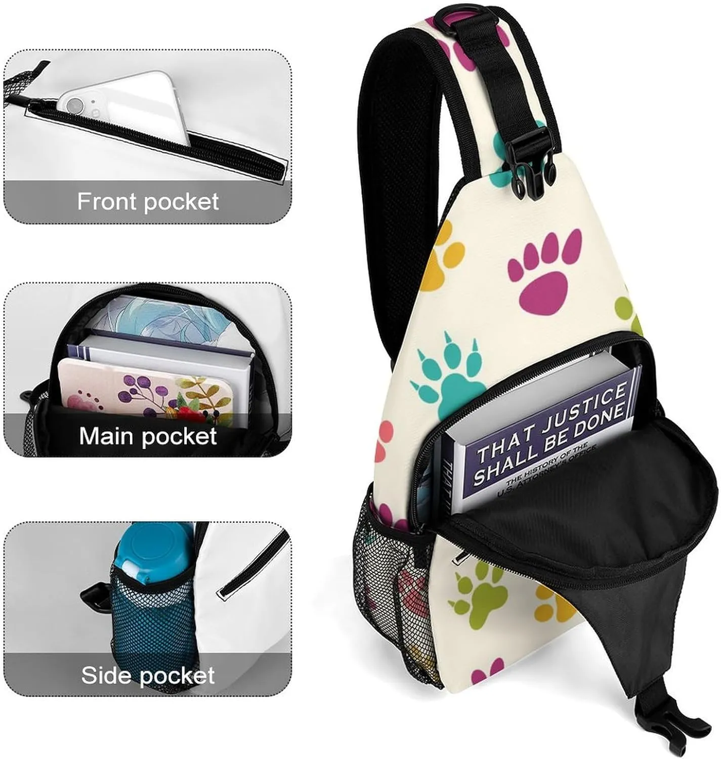 Texture with Traces of Cats, Dogs Sling Backpack, Crossbody Shoulder Bag, Chest Bags for Outdoor Travel Fitness, 38x20cm, Style-3