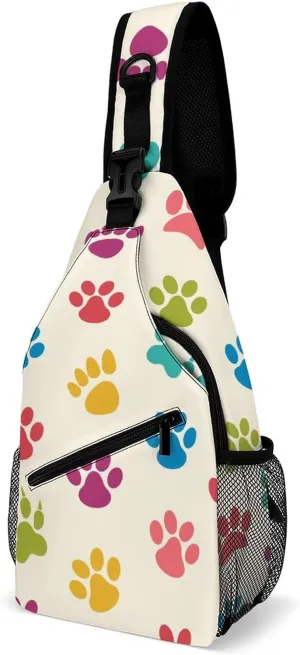 Texture with Traces of Cats, Dogs Sling Backpack, Crossbody Shoulder Bag, Chest Bags for Outdoor Travel Fitness, 38x20cm, Style-3
