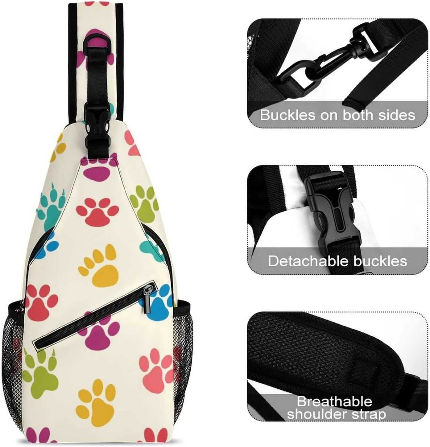 Texture with Traces of Cats, Dogs Sling Backpack, Crossbody Shoulder Bag, Chest Bags for Outdoor Travel Fitness, 38x20cm, Style-3